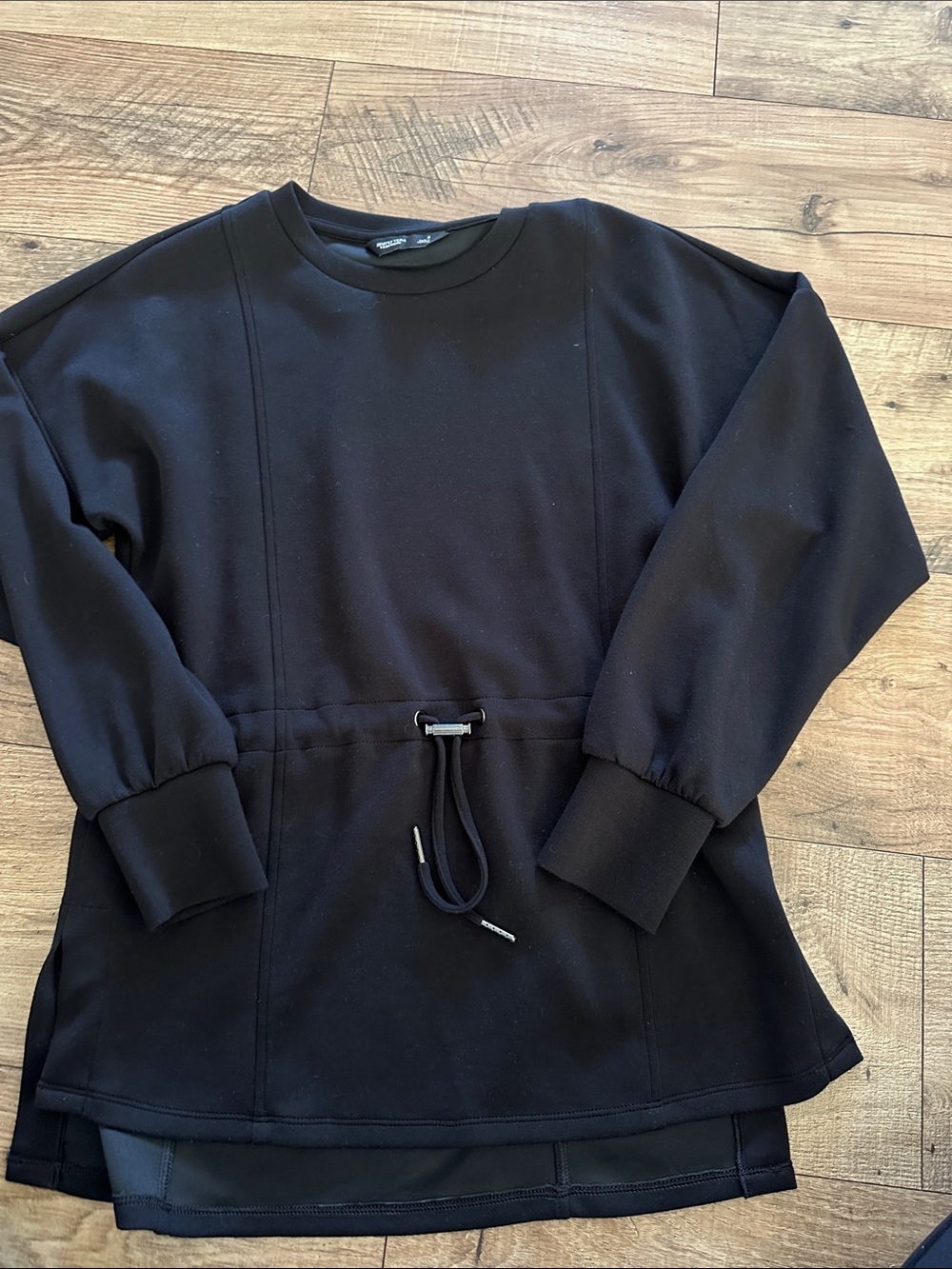 Simply Vera Vera Wang Black Crewneck Drawstring Waist Sweater